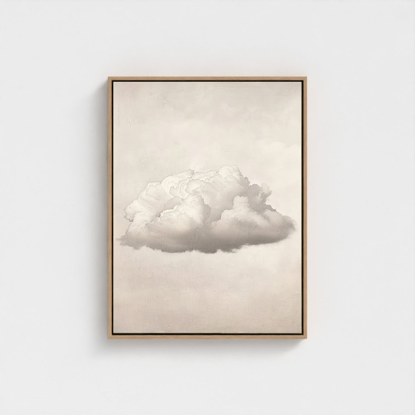 Abstract White Cloud Wall Art Canvas - Framed Minimalist Pastel Sky Wall Art