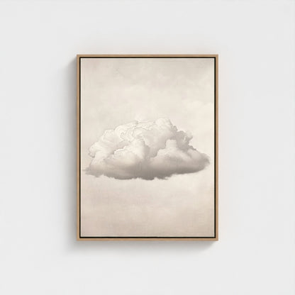 Abstract White Cloud Wall Art Canvas - Framed Minimalist Pastel Sky Wall Art