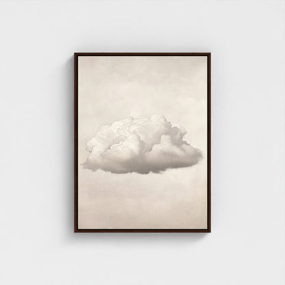 Abstract White Cloud Wall Art Canvas - Framed Minimalist Pastel Sky Wall Art