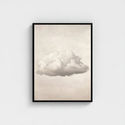 Abstract White Cloud Wall Art Canvas - Framed Minimalist Pastel Sky Wall Art