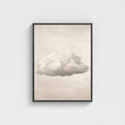 Abstract White Cloud Wall Art Canvas - Framed Minimalist Pastel Sky Wall Art