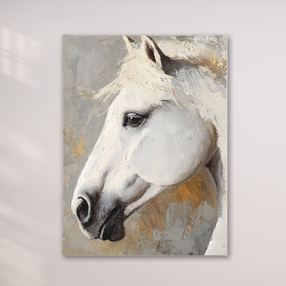 Abstract White Horse Framed Wall Art Canvas Print - Majestic Equine Wall Art