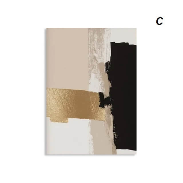 Abstract Beige Golden Black Canvas Prints Modern Neutral Wall Art Pastel Pictures Gallery Art For Living Room Décor