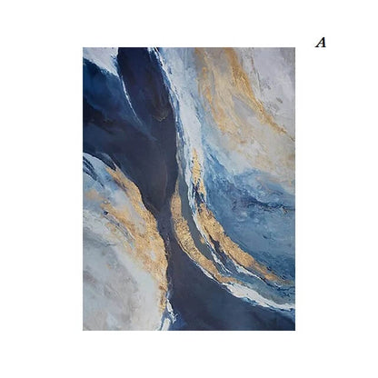 Abstract Blue Gold Marble Print Wall Art Canvas Print Modern Pictures For Luxury Living Room Bedroom Home Décor