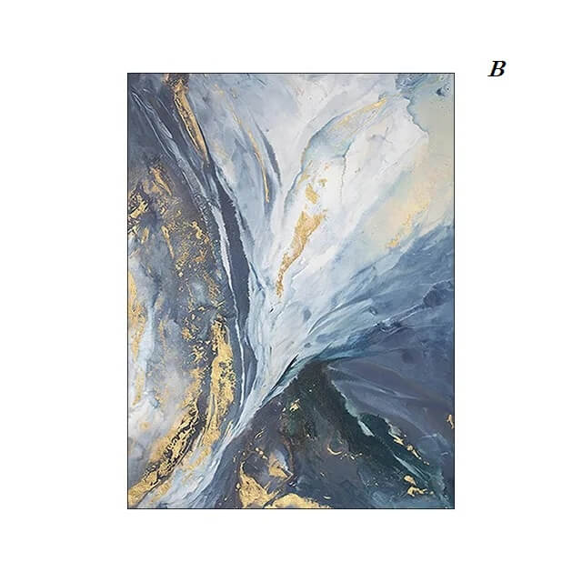 Abstract Blue Gold Marble Print Wall Art Canvas Print Modern Pictures For Luxury Living Room Bedroom Home Décor