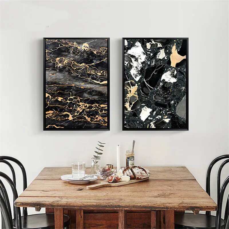 Abstract Blue Golden Marble Canvas Prints Nordic Wall Art Black Golden Texture Poster For Modern Bedroom Hotel Living Room Décor