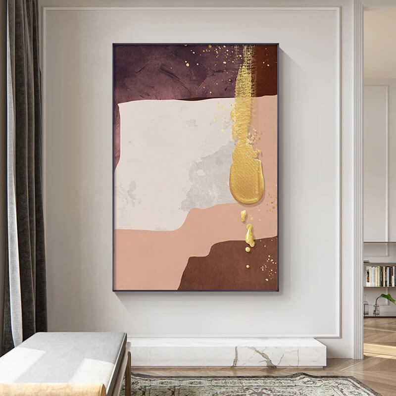 Abstract Color Blocks Wall Art Canvas Print Modern Gold Pink Fine Art Scandinavian Wall Art For Living Room Office Home Décor