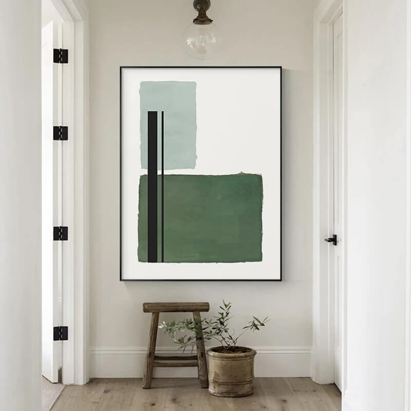 Abstract Fresh Green Line Wall Art Canvas Print Minimalist Nordic Poster Geometric Pictures For Modern Scandinavian Living Room Bedroom Home Décor