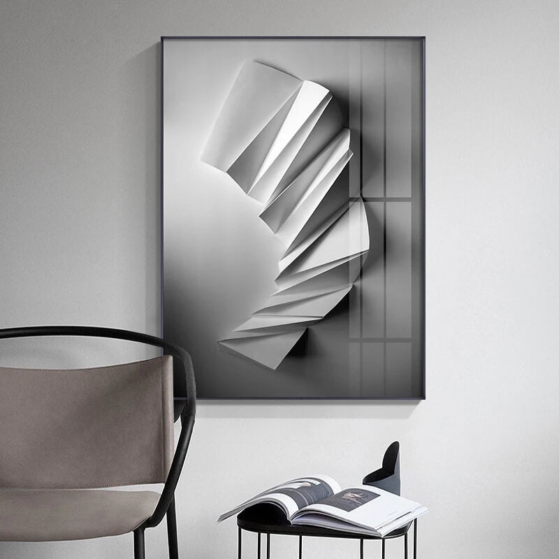 Abstract Geometric Architectural Wall Art Minimalist 3D Effect Posters Gallery Art Pictures For Modern Living Room Bedroom Studio