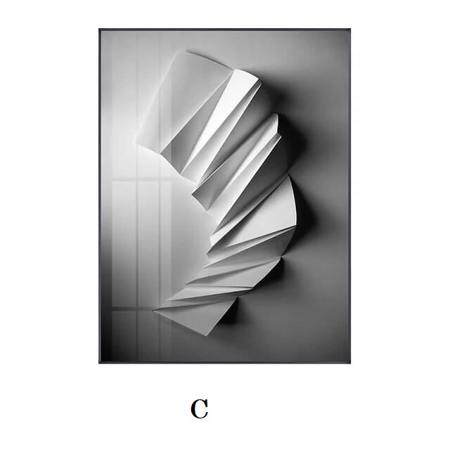 Abstract Geometric Architectural Wall Art Minimalist 3D Effect Posters Gallery Art Pictures For Modern Living Room Bedroom Studio