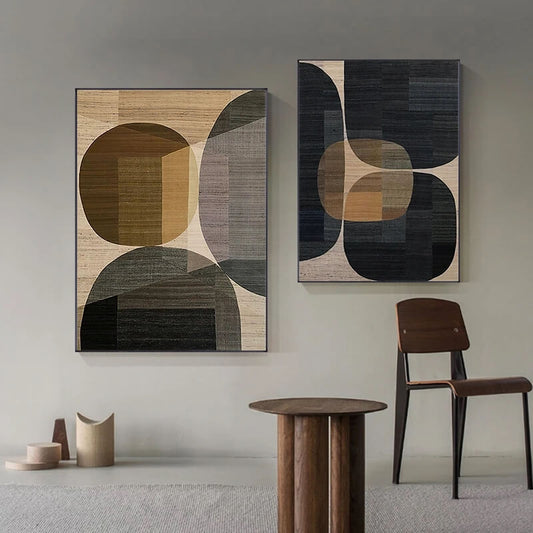 Abstract Geometric Black Brown Canvas Prints Modern Wall Art Pictures For Stylish Living Room Office Décor