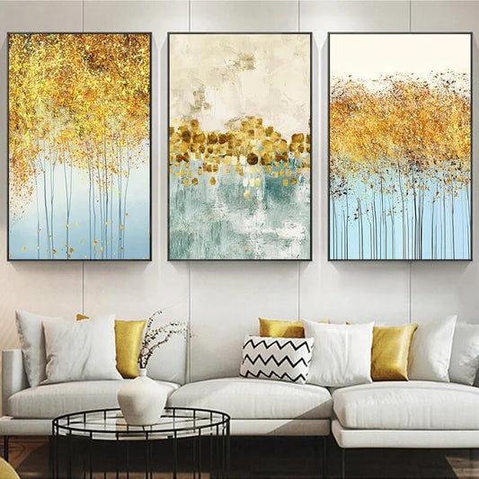 Abstract Golden Splash Wall Art Blue Jade Gold Fine Art Canvas Print Contemporary Pictures For Modern Living Room Home Décor