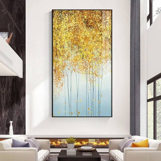 Abstract Golden Splash Wall Art Blue Jade Gold Fine Art Canvas Print Contemporary Pictures For Modern Living Room Home Décor