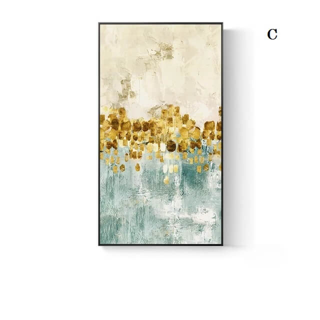 Abstract Golden Splash Wall Art Blue Jade Gold Fine Art Canvas Print Contemporary Pictures For Modern Living Room Home Décor