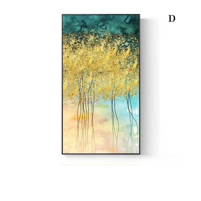 Abstract Golden Splash Wall Art Blue Jade Gold Fine Art Canvas Print Contemporary Pictures For Modern Living Room Home Décor