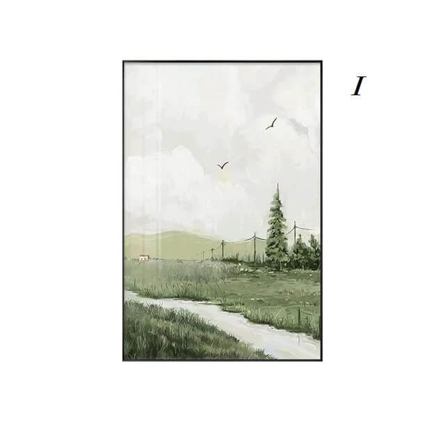 Abstract Green Mountain Landscape Canvas Print Scandinavian Minimalist Wall Art Modern Poster For Living Room Nordic Home Décor