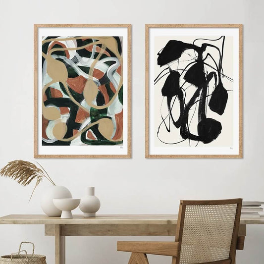 Abstract Line Mid Century Modern Wall Art Canvas Print For Living Room Office Interior Home Décor