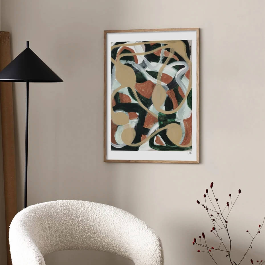 Abstract Line Mid Century Modern Wall Art Canvas Print For Living Room Office Interior Home Décor