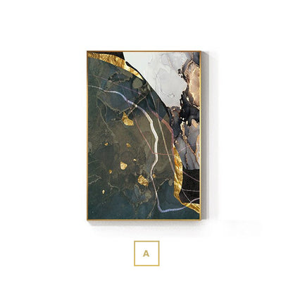 Abstract Liquid Marble Golden Gray Wall Art Canvas Prints For Modern Living Room Dining Room Home Office Decor