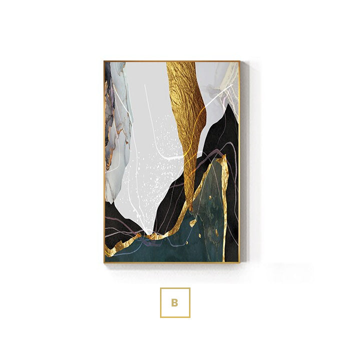 Abstract Liquid Marble Golden Gray Wall Art Canvas Prints For Modern Living Room Dining Room Home Office Decor