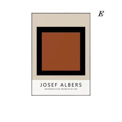 Abstract Minimalist Black Brown Canvas Prints Fine Art Geometric Wall Art Josef Albers Poster For Contemporary Scandinavian Living Room Home Décor