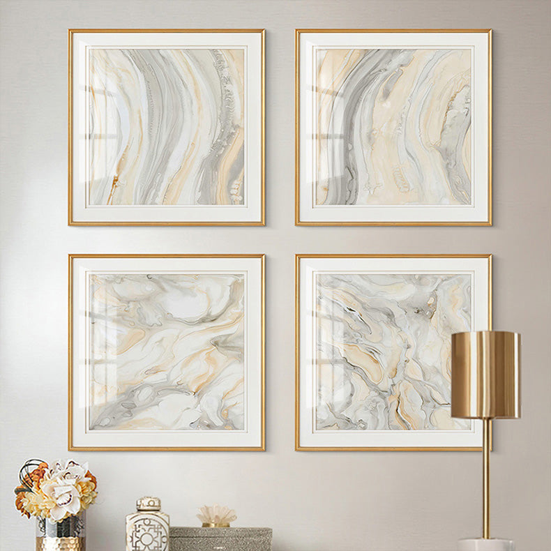 Abstract Minimalist Grey Beige Marble Wall Art Canvas Prints Square Format Poster For Modern Living Room Dining Bedroom Wall Decor
