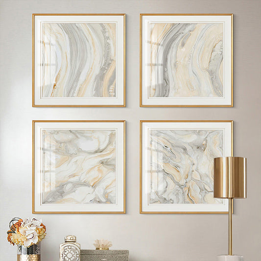 Abstract Minimalist Grey Beige Marble Wall Art Canvas Prints Square Format Poster For Modern Living Room Dining Bedroom Wall Decor