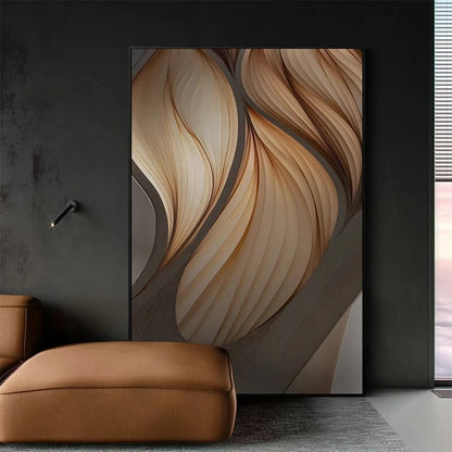 Abstract Modern Beige Brown Flowing Line Canvas Prints Fine Art Minimalist Poster Pictures For Nordic Home Décor