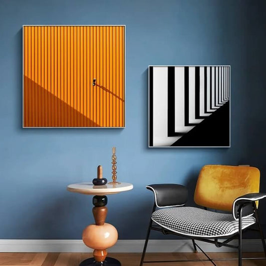 Abstract Modern Building Architectural Canvas Prints Colorful Solid Colors Wall Art Geometric Posters Pictures For Nordic Living Room Office Décor