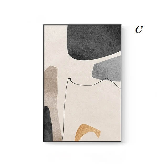 Abstract Modern Pastel Canvas Print Fine Art Nordic Minimalist Geometric Wall Art Brown Beige Pictures For Modern Scandinavian Living Room Interior