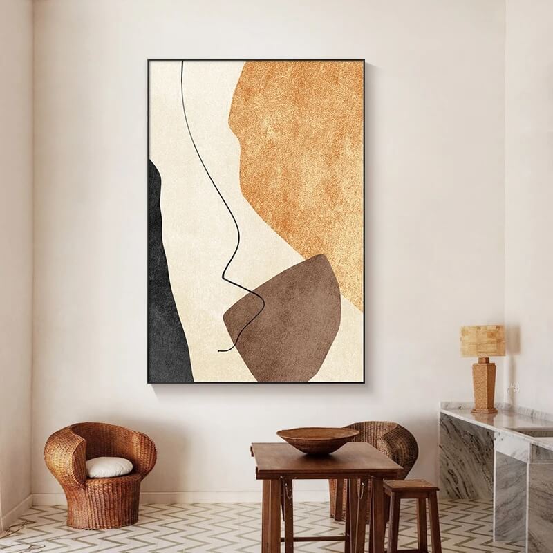 Abstract Modern Pastel Canvas Print Fine Art Nordic Minimalist Geometric Wall Art Brown Beige Pictures For Modern Scandinavian Living Room Interior