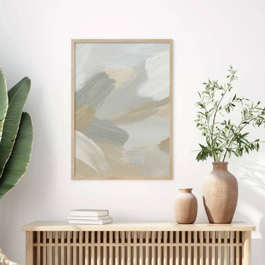 Abstract Neutral Colors Brush Texture Canvas Prints Modern Wall Art Pa ...