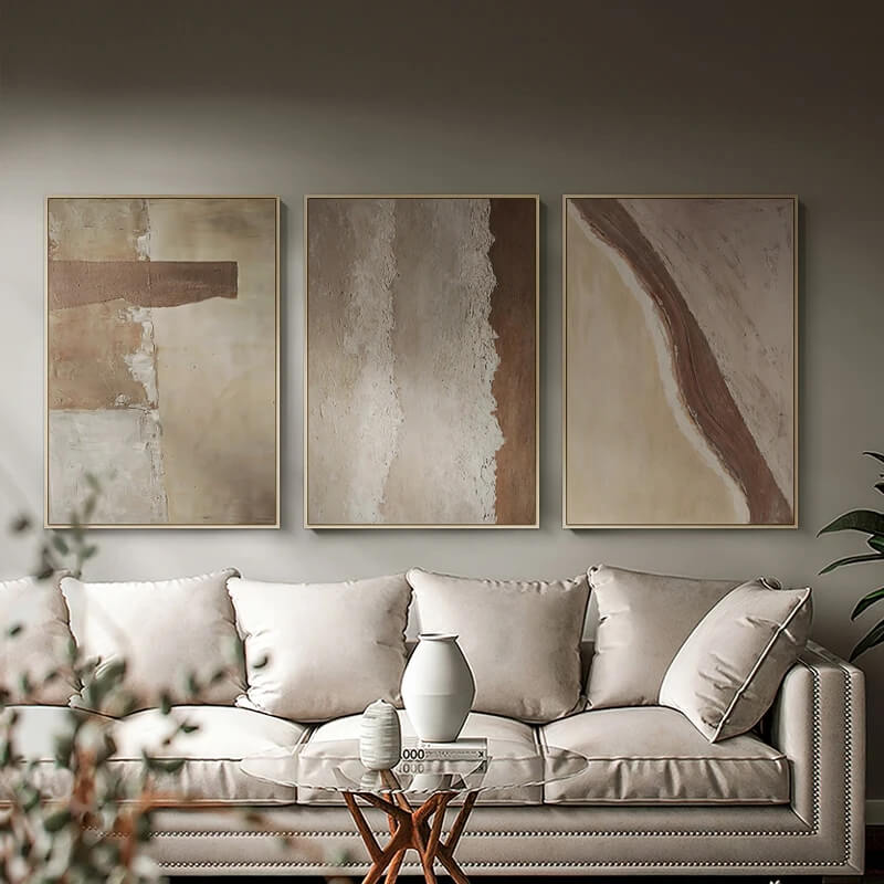 Abstract Pastel Brown Beige Canvas Prints Fine Art Nordic Minimalist Wall Art Modern Poster For Scandinavian Living Room Bedroom Home Décor