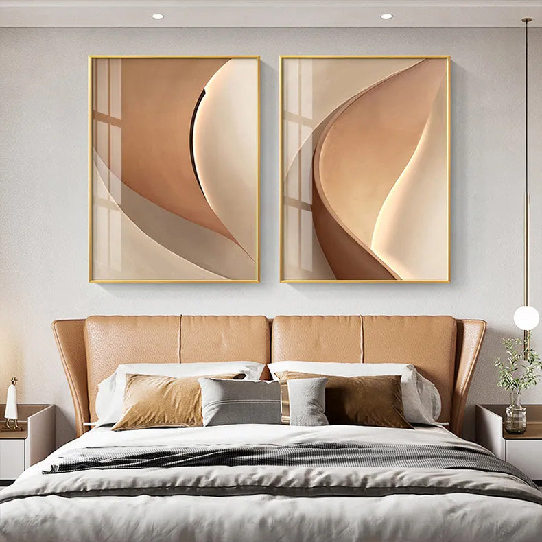 Abstract Terracotta Curves Modern Minimalist Wall Art Canvas Prints For Living Room Hotel Room Interior Design