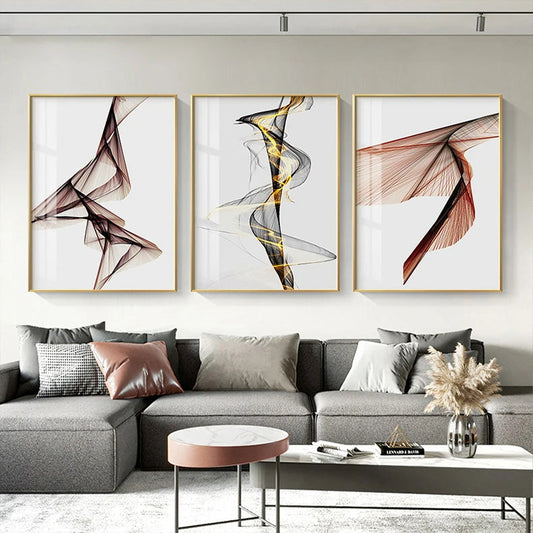 Abstract Twisted Flowing Lines Minimalist Wall Art Canvas Prints For Modern Apartment Living Room Home Office Decor