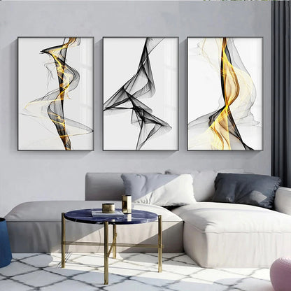 Abstract Twisted Flowing Lines Minimalist Wall Art Canvas Prints For Modern Apartment Living Room Home Office Decor