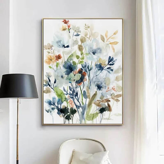 Abstract Watercolor Flowers Wall Art Canvas Print Minimalist Nordic Modern Poster For Rustic Living Room Décor