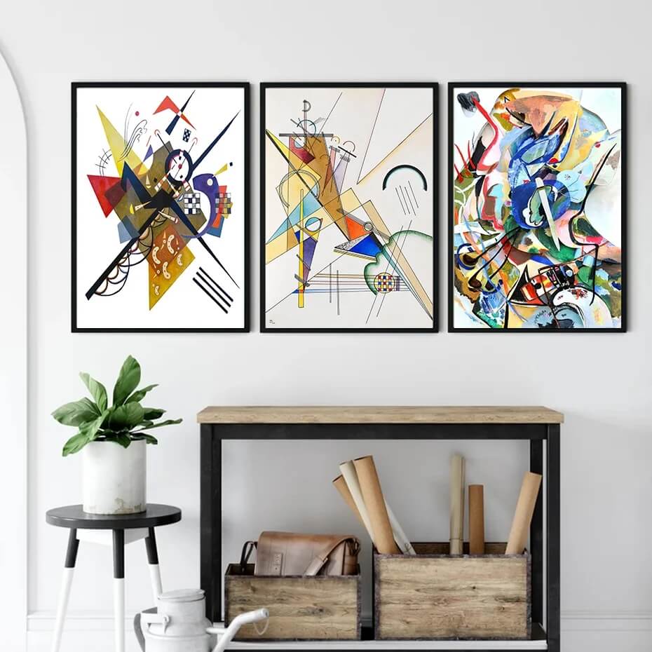 Abstract Watercolor Kandinsky Graphics Artwork Canvas Prints Modern Wall Art Pictures For Contemporary Living Room Home Décor