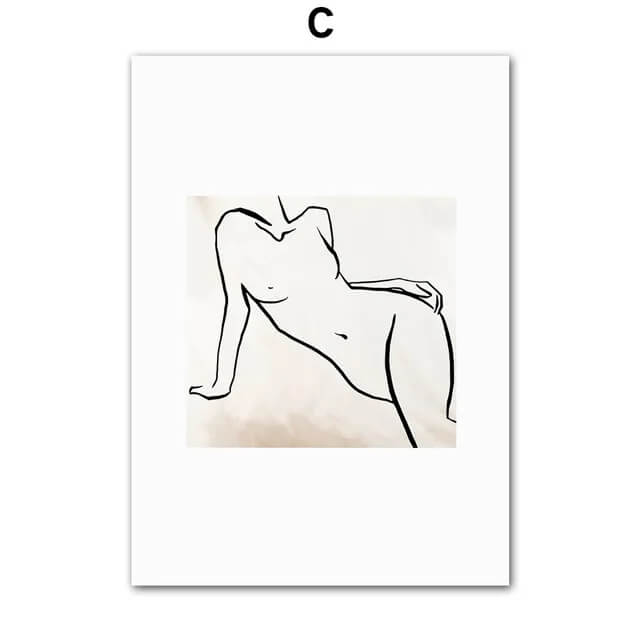 Abstract Woman Silhouette Line Figure Wall Art Canvas Print Minimalist Girl Poster Pastel Geometric Pictures For Modern Scandinavian Living Room Décor