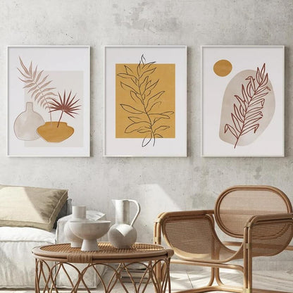 Abstract Yellow Leaf Boho Minimalist Wall Art Canvas Print Botanical Nordic Poster For Living Room Bedroom Home Décor