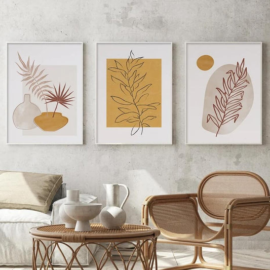 Abstract Yellow Leaf Boho Minimalist Wall Art Canvas Print Botanical Nordic Poster For Living Room Bedroom Home Décor