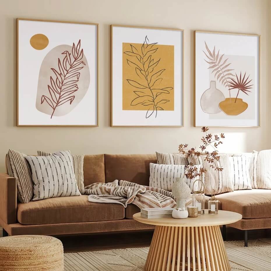 Abstract Yellow Leaf Boho Minimalist Wall Art Canvas Print Botanical Nordic Poster For Living Room Bedroom Home Décor