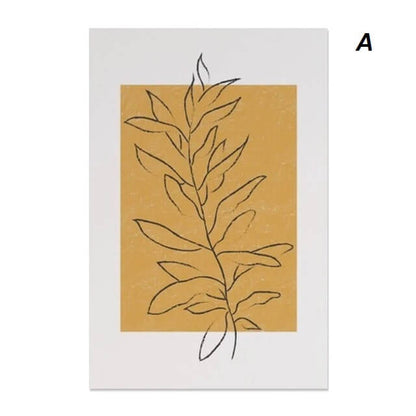 Abstract Yellow Leaf Boho Minimalist Wall Art Canvas Print Botanical Nordic Poster For Living Room Bedroom Home Décor