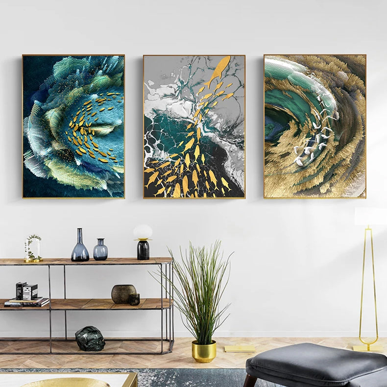 Abstract Marine Wall Art Fine Art Canvas Prints Modern Contemporary Poster For Office Interior Wall Art Luxury Living Room Home Decor