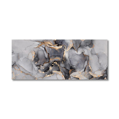 Abstract Grey Golden Liquid Marble Wall Art Canvas Prints Wide Format Pictures For Modern Living Room Decor