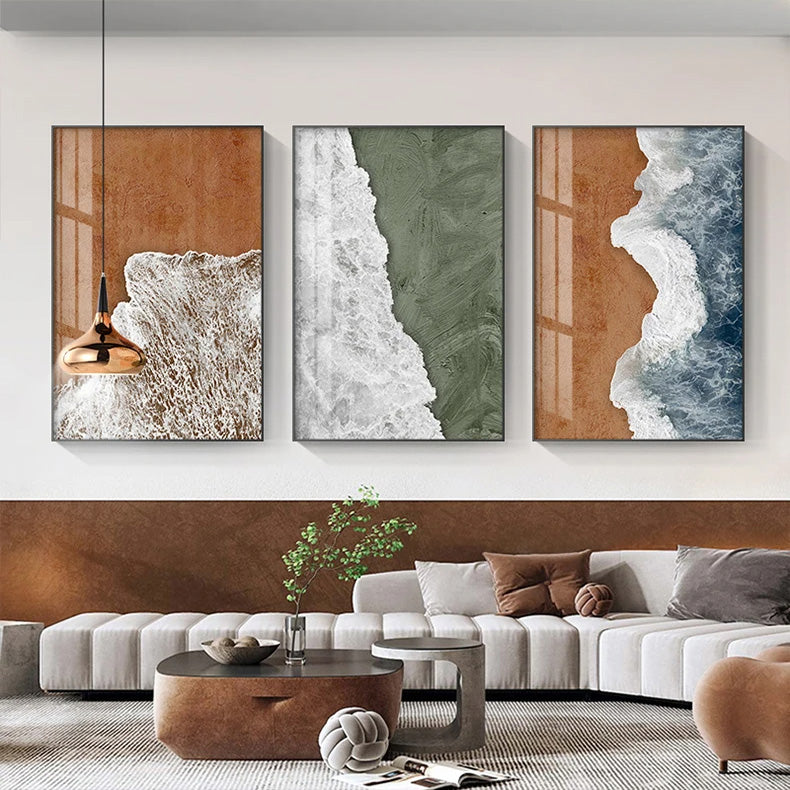 Abstract Coastal Beach Sea Wall Art Canvas Prints For Modern Apartment Living Room Dining Room Bedroom Decor