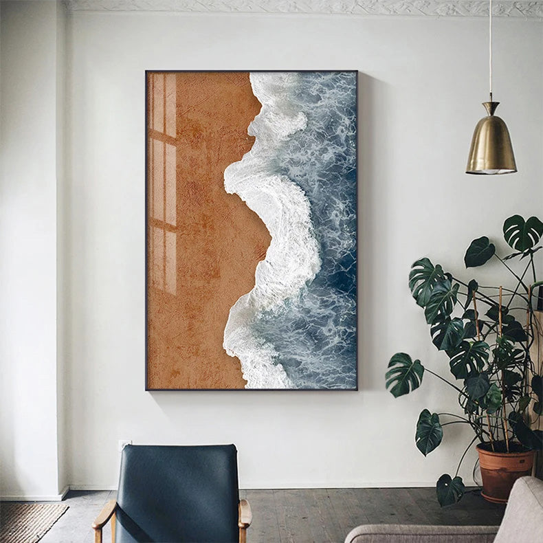 Abstract Coastal Beach Sea Wall Art Canvas Prints For Modern Apartment Living Room Dining Room Bedroom Decor