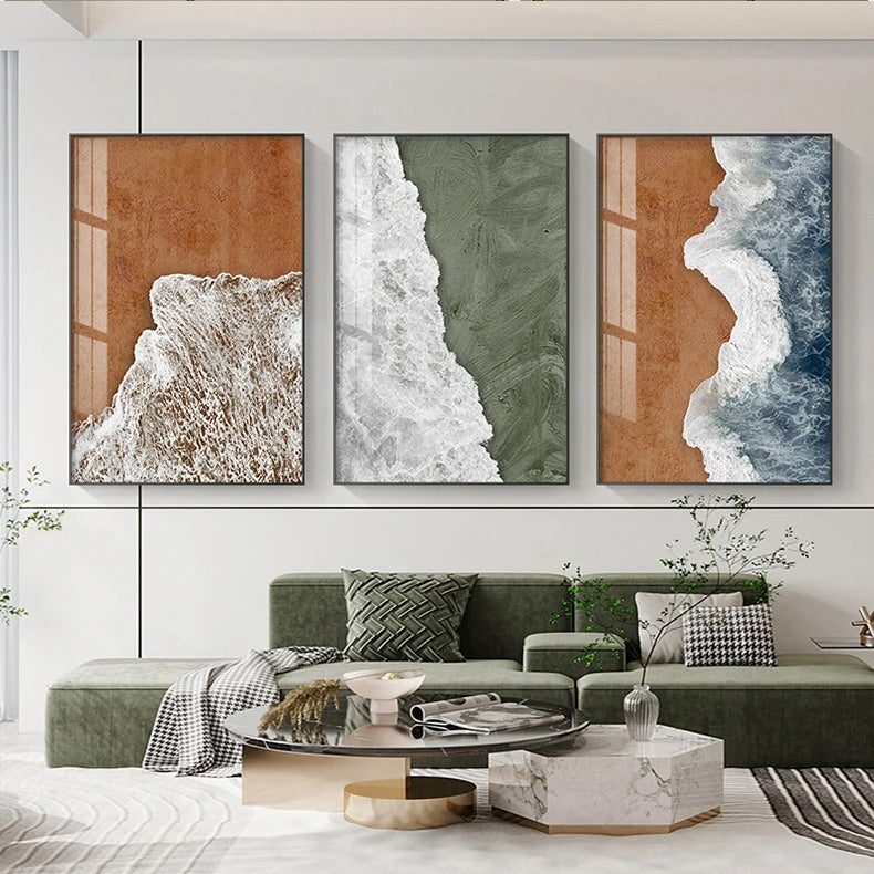 Abstract Coastal Beach Sea Wall Art Canvas Prints For Modern Apartment Living Room Dining Room Bedroom Decor