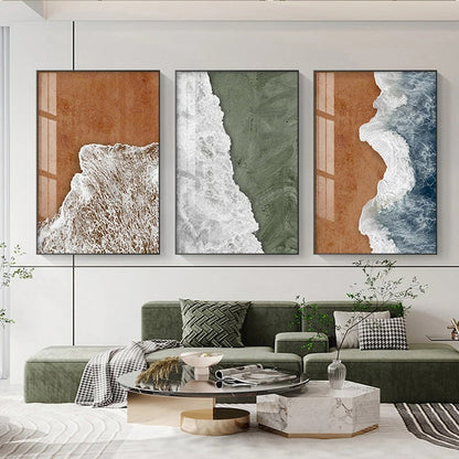 Abstract Coastal Beach Sea Wall Art Canvas Prints For Modern Apartment Living Room Dining Room Bedroom Decor