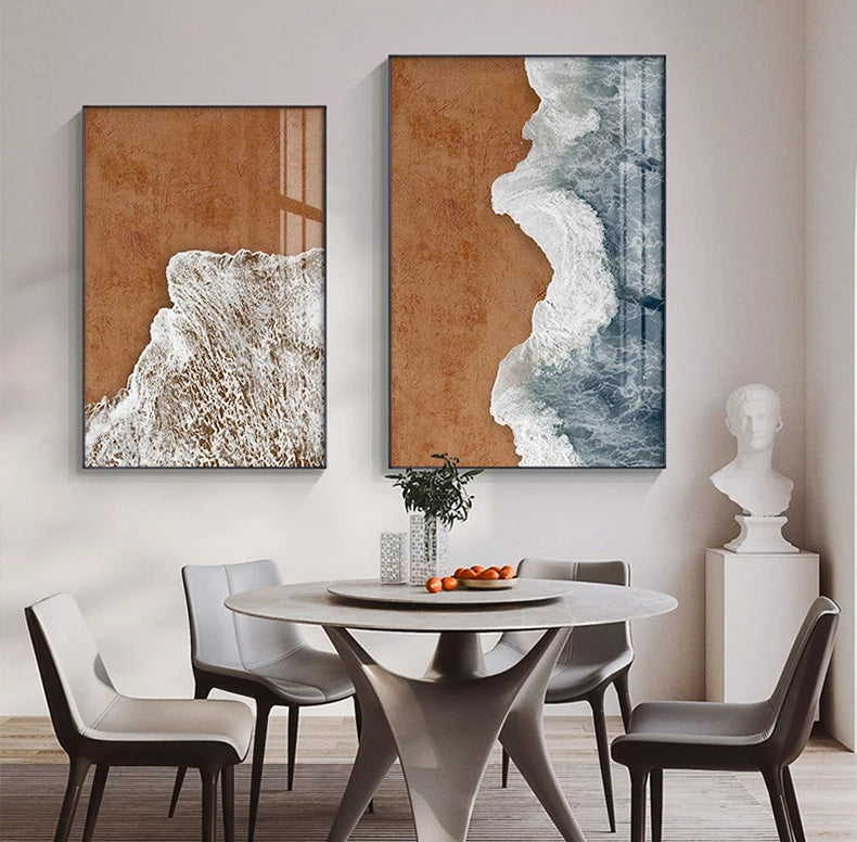 Abstract Coastal Beach Sea Wall Art Canvas Prints For Modern Apartment Living Room Dining Room Bedroom Decor